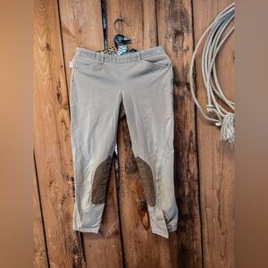 The Tailored Sportsman Beige Riding Breeches with Brown Knee Patches